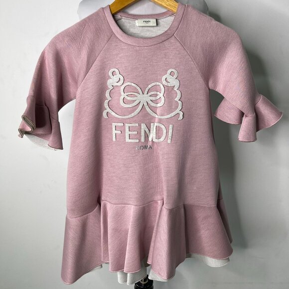 Fendi Other - Fendi Kid's Pink Flowy A-Line Ruffle Long Sleeve Dress Size 6 Years
